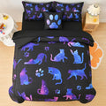 DORCAS Cute Cat Twin Comforter Set for Girls Starry Sky Bedding Sets Twin Girls 6 Pieces Animal Twin Bed-in-A-Bag with Comforter,Sheets,Pillowcases for Kids