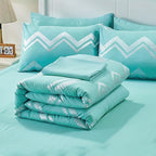 Wowelife Teal Comforter Set Queen7 Pieces Blue Glitter Metallic Bedding Set Full Teal Kids Comforter Set Breathable with Comforter, Flat Sheet, Fitted Sheet, 2 Pillow Shams and 2 Pillowcases