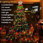 Outdoor Christmas Decorations, Aokudoni 12.6ft 350LED Waterfall Lights, 8 Modes Christmas Lights, Christmas Decorations for Tree, Outdoor Christmas Lights for House Tree Holiday Party, Multicolor
