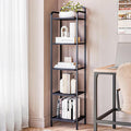 Bookcase Bookshelf, Narrow Book Shelf, Industrial Coner Shelf Storage Organizer, Slim Shelving Unit for Home Office, Living Room, Bedroom, Kitchen, 5-Tier Black BC24504B