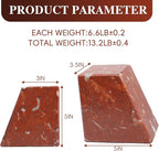 Marble Book Ends Decorative, Unique Bookends for Shelves，Bookends to Hold Heavy Books Durable Book Holder Stopper for Home Office Desk Bookshelf Decoration, Set of 2, Rosso Francia