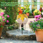 10" Diameter Solar Gazing Ball and 8.5" Metal Stand Indoor Outdoor Yard Art Ornament Coloful Spot Glass Globe Sphere Solar Gazing Balls for Garden,Lawn,Porch,Patio Birthday Gifts for Women,Mom