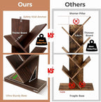 8 Tier Tree Bookshelf, 8 Shelf Open Book Case, Sturdy Tree Bookcase, Narrow Book Organizer Shelves for Bedroom, Living Room, Home Office, Dark Brown, w/Wall Anchor, 15.9"x8.1"x47.6"