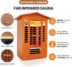 Outdoor Sauna 2 Person Sauna Infrared Saunas Dry Sauna Room 2080W/110V Low EMF Red Cedar and Canadian Fir Board Wood Sauna, Oxygen Bar, Speaker, LED Control Panel, Beauty Light - 48.8*38.2*81.9 IN