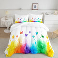 CVHOUSE Butterfly Bedding Set,Butterfly Comforter Full,Butterfly Comforter Set for Girls Kids Teens,Butterflies Quilt Set with 1 Comforter and 2 Pillow Cases- 3 Piece