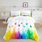 CVHOUSE Butterfly Bedding Set,Butterfly Comforter Full,Butterfly Comforter Set for Girls Kids Teens,Butterflies Quilt Set with 1 Comforter and 2 Pillow Cases- 3 Piece