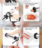 Jerky Gun for Ground Meat, 5 Stainless Nozzles, 1.5LBS | 2 Cleaning Brushes, Jerky Making Kit, Beef Jerky Gun Kits, Stainless Steel Sausage Stuffer Jerky Making Gun