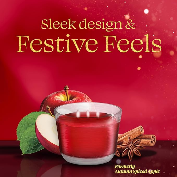 Glade 3-Wick Scented Candle Jar, Warm Apple & Spices, Air Freshener Infused with Essential Oils, 6.8 Oz, 3 Count
