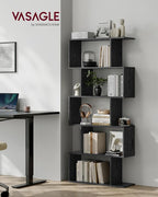 VASAGLE Bookshelf, 5-Tier Bookcase, Tall Display Shelf, Freestanding Storage Shelf, Room Divider, for Home Office, Living room, Bedroom, Study, Ebony Black ULBC062T56
