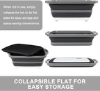 Collapsible Cutting Board with Container, Foldable Camping Sink with Colander, BBQ Prep Tub with Lid, Multifunction Dish Basin for Kitchen, Bowl, Vegetable and Fruit, 2.11 Gal/8L Storage Basket
