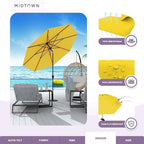 Midtown Umbrellas Sunbrella Umbrella 9 Feet Outdoor Umbrella With Yellow Acrylic Fabric - Auto-Tilt Aluminum Frame Patio Umbrella For Backyard, Deck, Garden, Pool - Black Pole