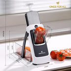 ONCE FOR ALL Safe Mandoline Slicer Pro, Veggie Slicer with Container, Gray | 4th Gen, 0.1-8mm Adjustable Kitchen Mandoline Slicer, Veggie Chopper Cutter For Potato Onion Fruit, Stainless Steel, Gift