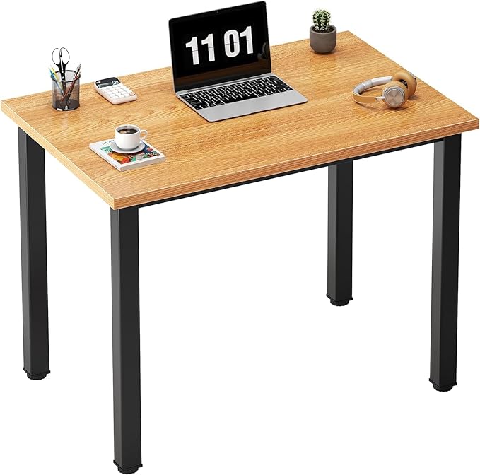 sogesfurniture 31.5 inches Small Computer Desk Teens Desk Study Table, Home Office Desk Computer Desk Gaming Desk Computer Table Sturdy Writing Workstation for Home Office, Teak+Black