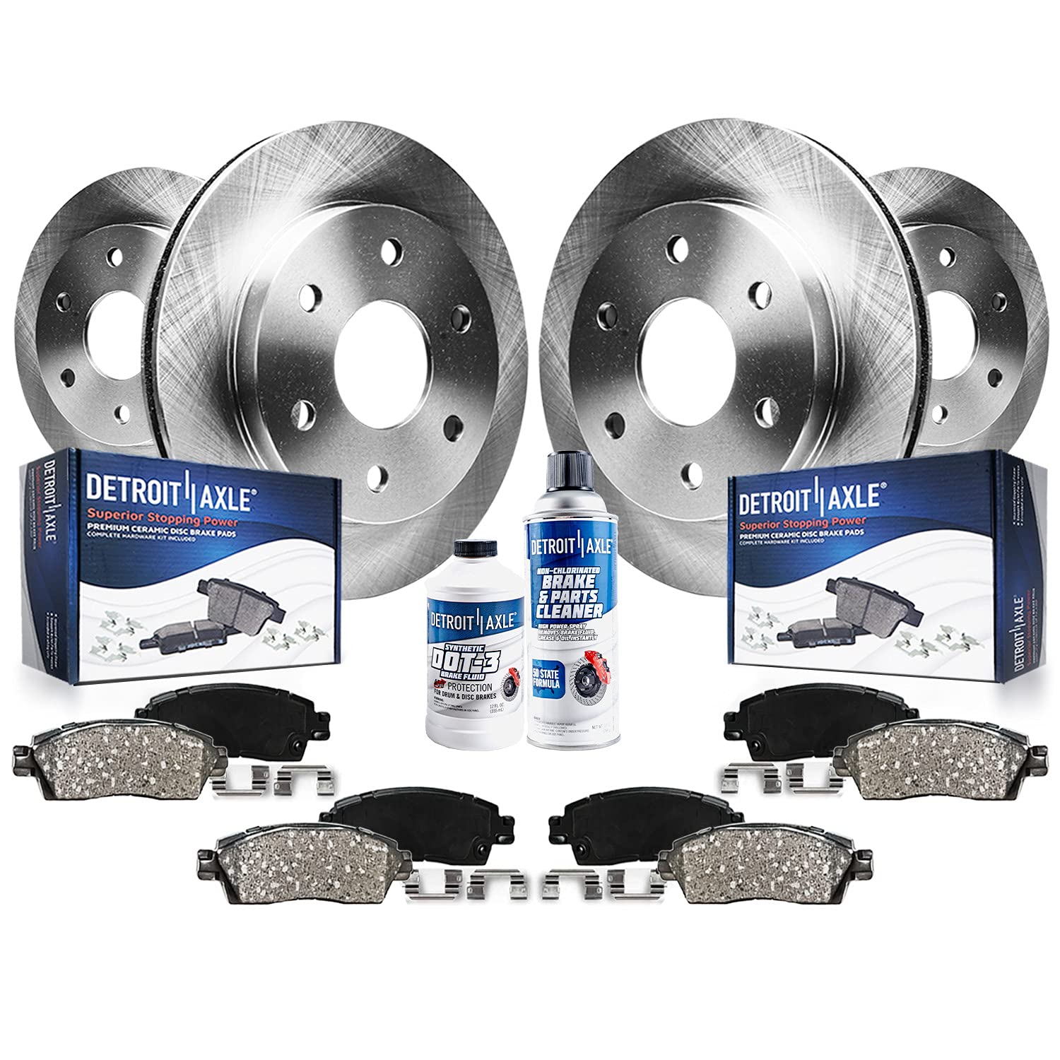 Detroit Axle - Brake Kit for 2005-2012 Nissan Pathfinder 11.65 inch Front & 12.13 inch Rear Disc Brake Rotors Ceramic Brakes Pad