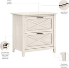 Bush Furniture Key West 2 Drawer Lateral File Cabinet in Linen White Oak | Document Storage for Home Office | Accent Chest with Drawers