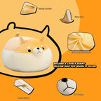 Stuffed Animal Storage Bean Bag Chair Cover for Kids Yellow Dog Shiba Inu Bean Bag Chair for Girls XX-Large Size Toy Organizer Cover Only Without Filling