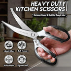 TIJERAS Kitchen Scissors Shears Set - 2PCS Stainless Steel Sharp | Dishwasher Safe, Heavy Duty Poultry Shears, Japanese Cooking Scissor for Food Chicken, Gifts for Women, Black