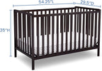 Delta Children Heartland 4-in-1 Convertible Crib, Dark Chocolate + Delta Children Twinkle Galaxy Dual Sided Recycled Fiber Core Crib and Toddler Mattress (Bundle)