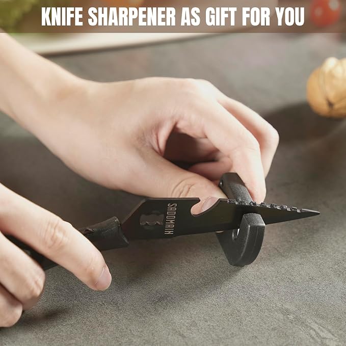 Kitchen Scissors All Purpose, Extra Sharp Kitchen Shears with Knife Sharpener & Sheath, Solid & Durable Stainless Steel Scissors with ANTI-RUST Black Titanium Plated, Dishwasher Safe – 3 Pack