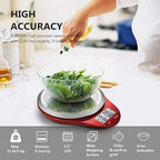Food Scale, NUTRI FIT Kitchen Scales Digital Weight Grams and Ounces Large Stainless Steel Platform for Baking Cooking Weight Loss, High Accuracy Bread Coffee Scale, 1g Increment Tare Function, Red