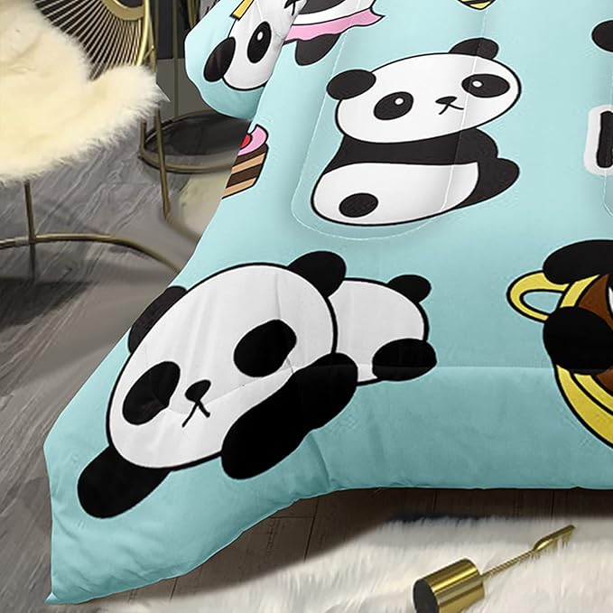 Bodhi Cartoon Cute Panda Comforter Set Full for Boys Kids Girls Teens Soft Microfiber Animal Theme Panda Bedding Set Full Size 3D Panda Comforter Set 1 Comforter+2 Pillow Shams #4007