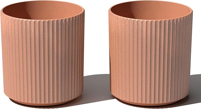 Veradek Demi Series Round Planter for Porch, Patio, Backyard | Durable Plastic-Stone Composite Material | Modern Décor for Tall Plants, Flowers