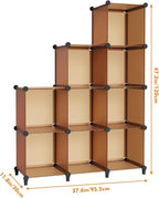 HOMIDEC Closet Organizers and Storage, 9 Cube Storage Organizer, Brown | Portable Closet Organizer System, Storage Cubes Shelves, for Bedroom, Kids Room, Bathroom, Wardrobe, Clothes Rack