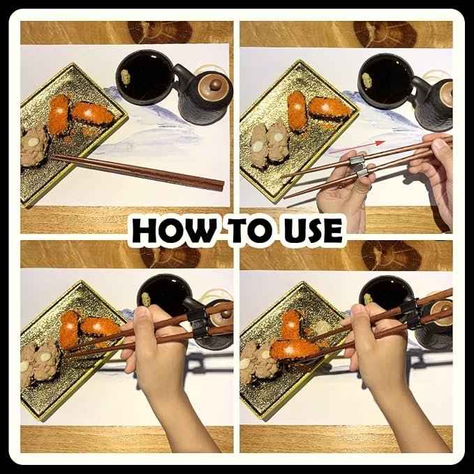 LYART 7 Pairs Reusable Training Chopsticks Beginners for Kids Adults Learners, Japanese Wooden Chopsticks Trainers Helpers Set, Dishwasher Safe, L8.86Inch (2.Tortoiseshell)