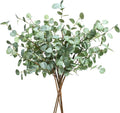 6Pcs Faux Eucalyptus Stems, 27" Artificial Eucalyptus Plants with White Frosted Coating, Fake Eucalyptus Decor Silk Greenery Leaves for Wedding Bouquets Home Decor DIY Floral Arrangements