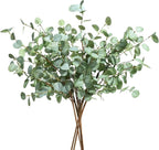 6Pcs Faux Eucalyptus Stems, 27" Artificial Eucalyptus Plants with White Frosted Coating, Fake Eucalyptus Decor Silk Greenery Leaves for Wedding Bouquets Home Decor DIY Floral Arrangements