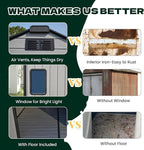 MELLCOM 8 x 6 FT Outdoor Plastic Garden Storage Shed with Floor, Resin Tool Storage Shed with Windows and Lockable Door for Patio, Lawnmower, Pool Supply, Bike