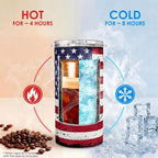 American Flag Can Cooler 12oz - Travel Mug Cups - Stainless Steel Insulated for All - Tumbler Cans Koozie, Gift for Birthday, Christmas