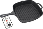 Jim Beam , Pre Seasoned Cast Iron Square Skillet with Ridges, 16", Black