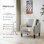 VINGLI Accent Chairs for Living Room Mid Century Modern Chair Sofa Chair Upholstered Arm Chair with Scooped Arms for Bedroom, Apartment, Office, Studio, Waiting Room, Play Room