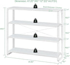 HCHQHS Bookshelf, 4-Tier Industrial Bookcase, White Open Book Shelf, Freestanding Tall Bookshelves with Metal Frame