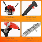 Weed Eater Gas Powered,52cc 2-Stroke Weed Wacker,2 in 1 Multi-Functional Grass Strimmer Petrol Hedge Trimmer,Gas Powered String Trimmer Brush Cutter for Garden Yard 2.2KW/8500rpm