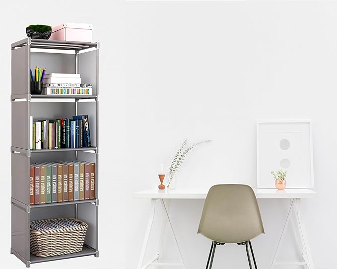 3,4,5-Tier Cube Storage Shelf or Organizer | Can be Used as Bookshelf, Bookcase, Closet, Pantry Shelves and Many More (4-Tier)