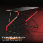 CubiCubi Simple Gaming Desk Z Shaped 40 inch Gamer Workstation, Home Computer Carbon Fiber Surface Gaming Desk PC Table with Headphone Hook