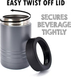 4-in-1 Stainless Steel 12 oz Double Wall Vacuum Insulated Can or Bottle Cooler Keeps Beverage Cold for Hours - Also Fits 16 oz Cans - Powder Coated Dark Gray - Clear Water Home Goods