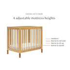 babyletto Gelato 4-in-1 Convertible Mini Crib with Toddler Bed Conversion in Honey with Vegan Tan Leather Feet, Greenguard Gold Certified