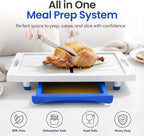 Large Cutting Board - XL Meal Prep System with Juice Groove, Spikes, Drip Tray & Removable BPA Free Cutting Board - Patented Multi-Feature Design Carving Board - BBQ Essential & Kitchen Gifts