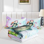Datura home Kids Comforter Set Mermaid Scale Turtle Printed Pattern Bedding Set with 1 Comforter and 2 Pillowcases for Girls Boys Bedroom All Season(Turtle Queen)