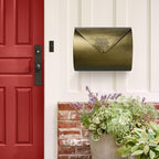 Outdoor Wall Mount Mailbox, 13 x 3.24 x 10.3 inch Antique Brass Waterproof Mail Box, Heavy Duty Wall-Mounted Mailboxes for Home, Envelopes, Magazines & Small Packages