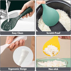 Silicone Standing Rice Spatula with Non-Stick Paddle, Heat Resistant Rice Cooker Spoon, Serving Spoon - Space Gray