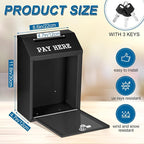 Yaocom Safe Metal Cash Box for Farm Stand – Money Drop and Secure Donation Collection, Wall Mount Lockable Unit with Pre Drilled Holes for Outdoor Self Serve(Black,11.8 x 8.6 x 4.7 Inch)