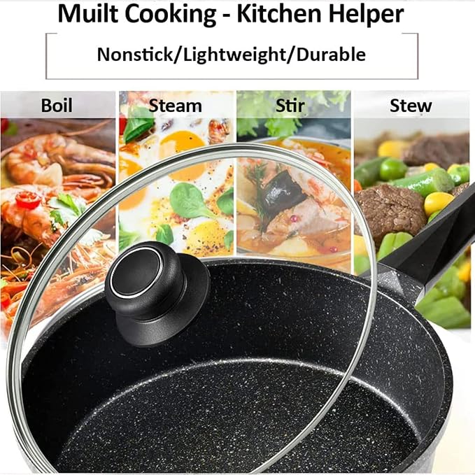 10.5 Inch Pan Lid, Universal Glass Cover for Pots, Skillets & Frying Pan | Clear, Cookware & bakeware lids, Stainless Steel Edging with Heat-resistant Handle