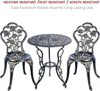 3 Piece Bistro Set,Outdoor Patio Set,Anti-Rust Cast Aluminum Bistro Table Set for Park Yard Front Porch Furniture(Antique Copper)