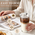 Iced Coffee Cups with Lids 2Pcs: Coffee Bar Accessories - Glass Tumbler with Straw and Lid 20oz - Vintage Glass Cups with Lids and Straws - Tumbler Leak Proof Aesthetic Drinkware for To Go Iced Coffee