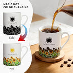 Lovfit Sunflower Color Changing 12oz Ceramic Coffee Mug | Heat Sensitive You are My Sunshine Cup, Sunflower Birthday Gift for Women Friends Family, Home Office Use