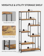 Gizoon 71” Industrial Bookshelves for Storage, Tall Display Etagere 8-Shelves for Bedroom, Metal Frame Staggered Bookcases for Bedroom, Living Room, Home Office, Retro